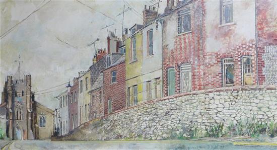 J.B. Blight, oil on board, Abinger Place, Lewes, signed and dated 92, 26 x 45cm